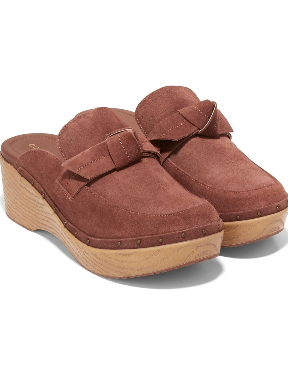 Cole Haan Suede Platform Clog Mules in Sequoia - Size 5B